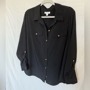 Charter Club Black Shirt with Gold Details